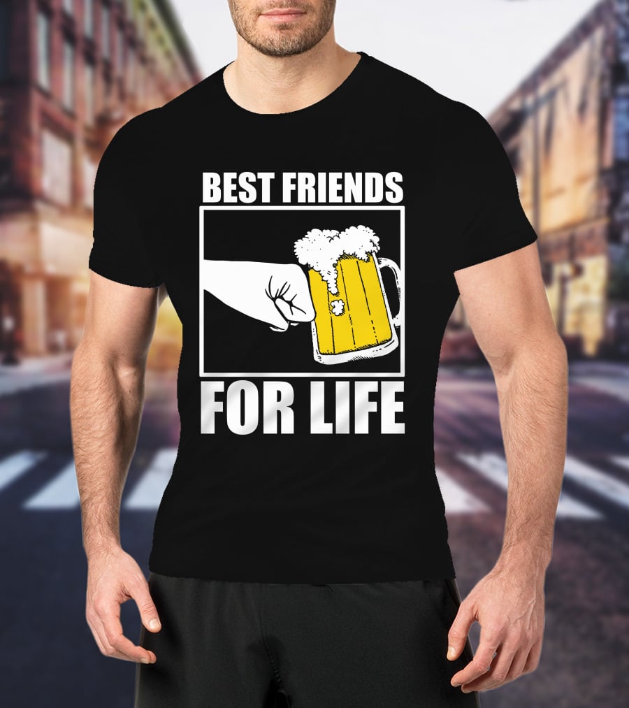 Best Friends For Life Beer Mug Fist Bump T-Shirt