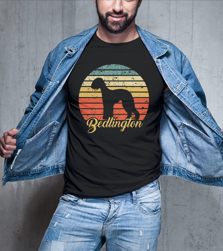 Retro Vintage Bedlington Silhouette Sunset T-Shirt