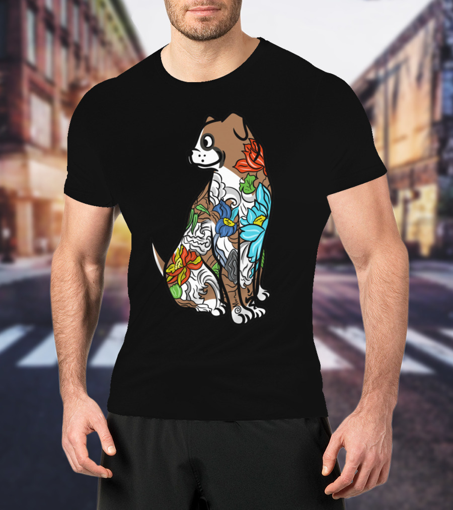 Boxer Tattoo Floral Colorful T-Shirt