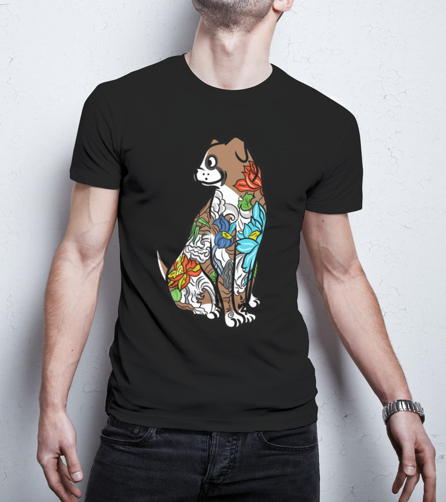Boxer Tattoo Floral Colorful T-Shirt