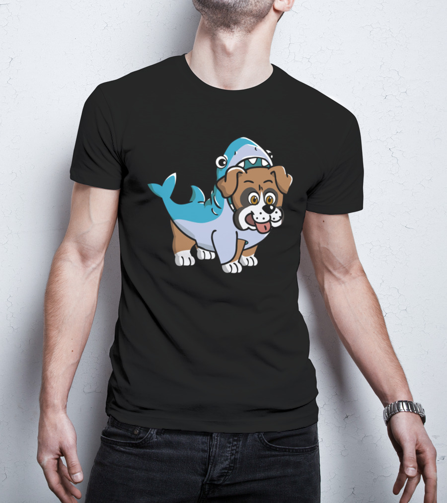 Friendly Boxer Dog In Shark Costume Playfully Walking T-Shirt
