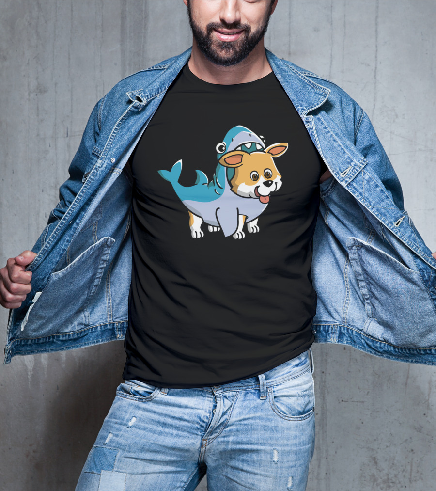 Corgi In Shark Costume Cute Hybrid T-Shirt