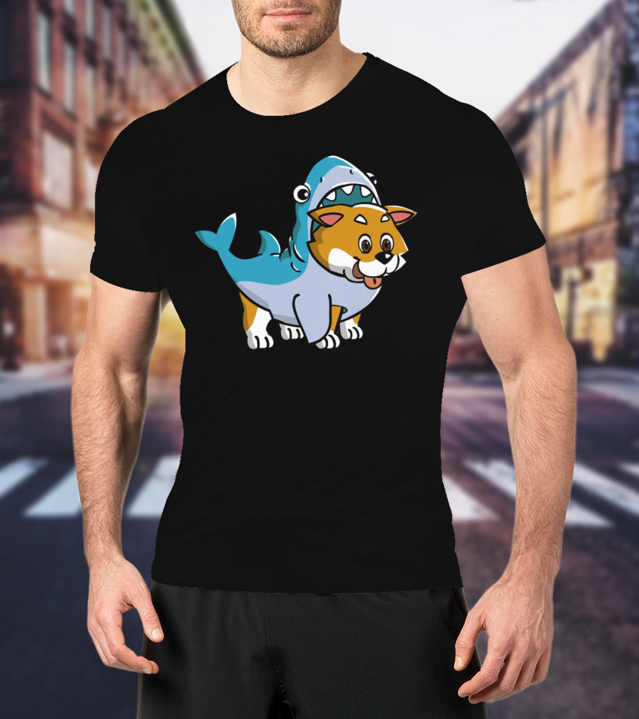 Shiba Inu Shark Costume Fusion Fun T-Shirt