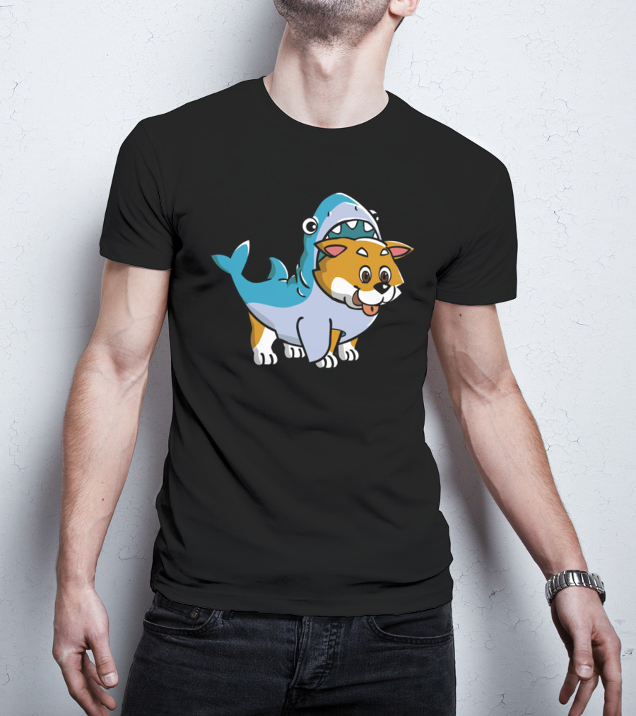 Shiba Inu Shark Costume Fusion Fun T-Shirt