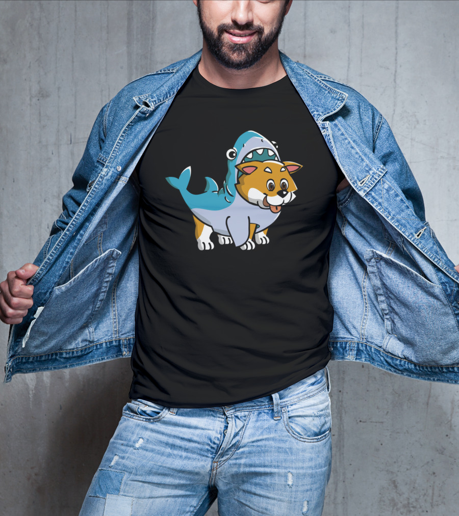 Shiba Inu Shark Costume Fusion Fun T-Shirt