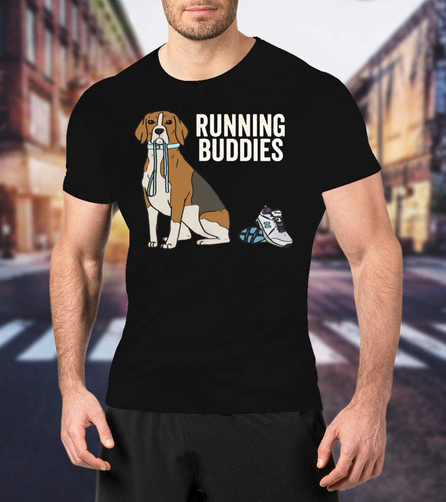 Beagle Running Buddies With Shoe And Leash T-Shirt