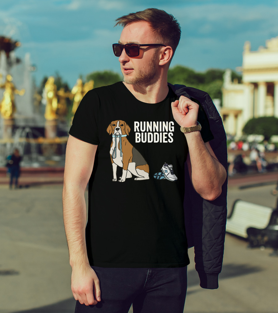 Beagle Running Buddies With Shoe And Leash T-Shirt