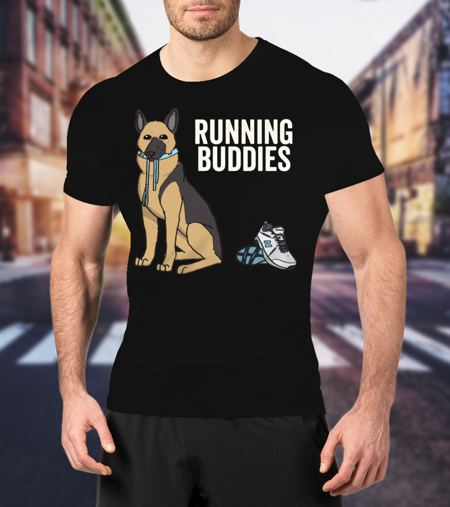 German Shepherd Running Buddies With Shoes And Collar T-Shirt