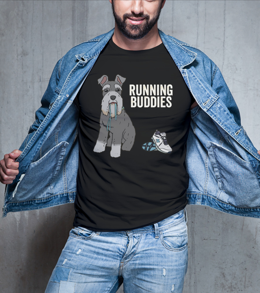 Schnauzer Running Buddies With Athletic Shoes And Laces T-Shirt
