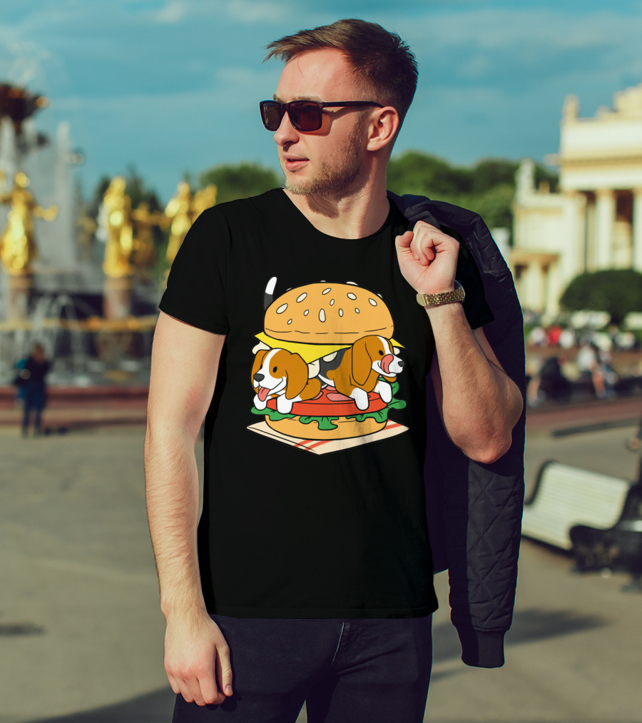 Beagle Burger Cuteness With Cheese, Lettuce, And Tomato T-Shirt