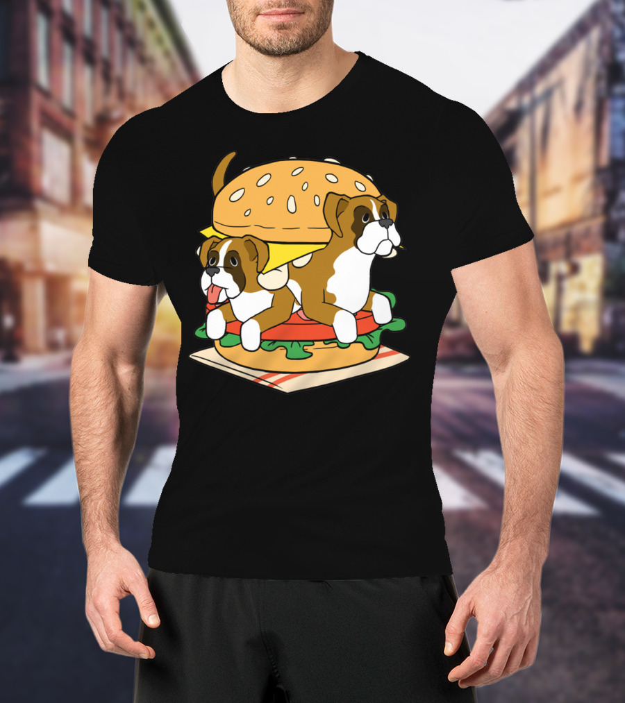 Boxer Dogs Stacked In Cheeseburger Delight T-Shirt