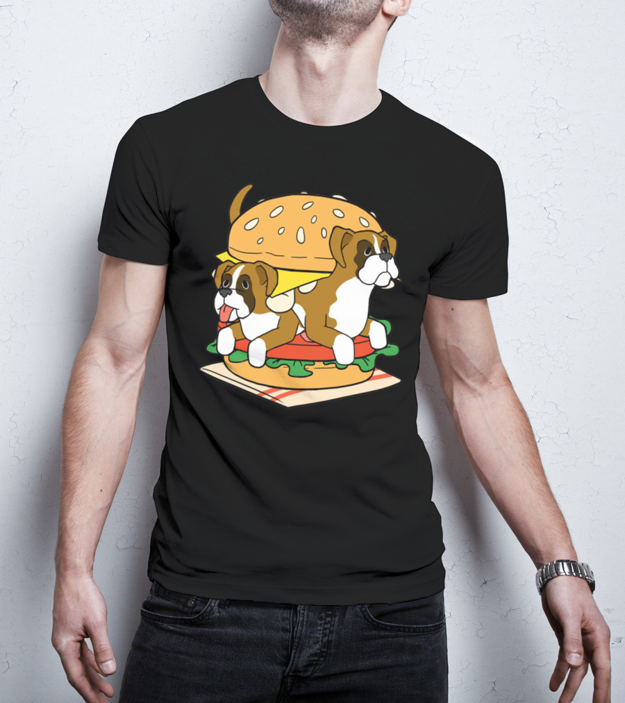 Boxer Dogs Stacked In Cheeseburger Delight T-Shirt