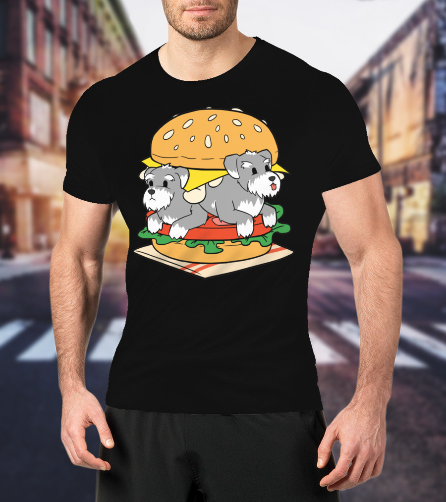 Schnauzer Double Hamburger With Cheese, Lettuce, And Tomato T-Shirt