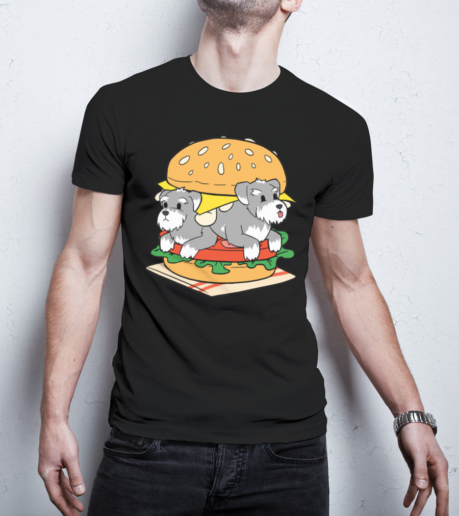 Schnauzer Double Hamburger With Cheese, Lettuce, And Tomato T-Shirt