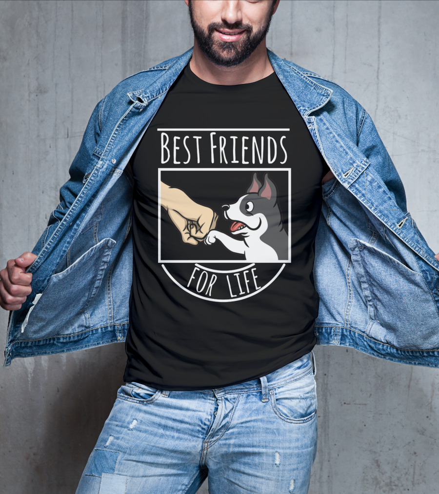 Best Friends For Life Boston Terrier Fist Bump T-Shirt