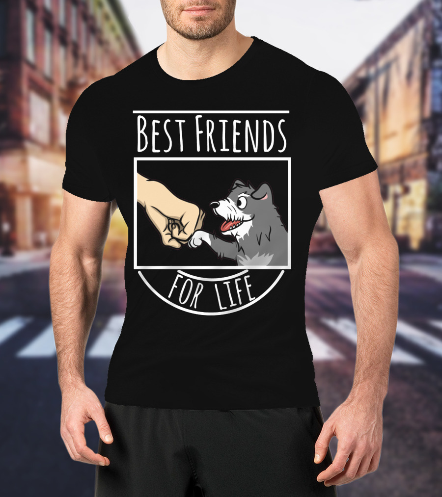 Best Friends For Life Schnauzer Dog Fist Bump Drawing T-Shirt