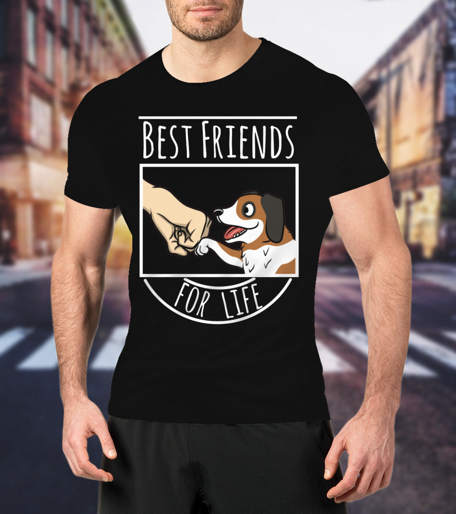 Best Friends For Life St Bernard Dog And Human Fist Bump T-Shirt