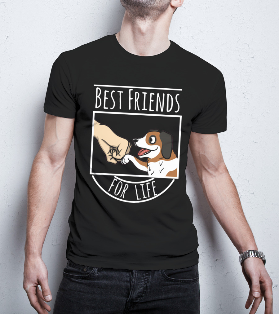 Best Friends For Life St Bernard Dog And Human Fist Bump T-Shirt