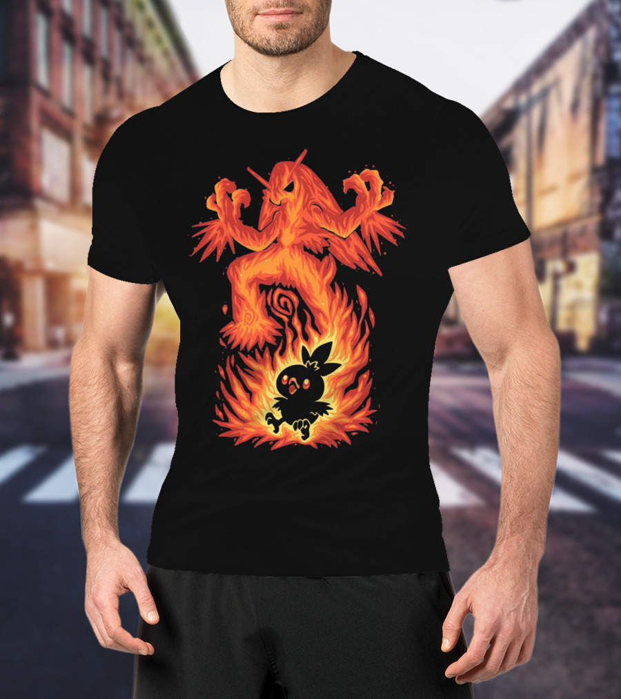 Evolution Pokemon Torchic Blaziken Flames T-Shirt