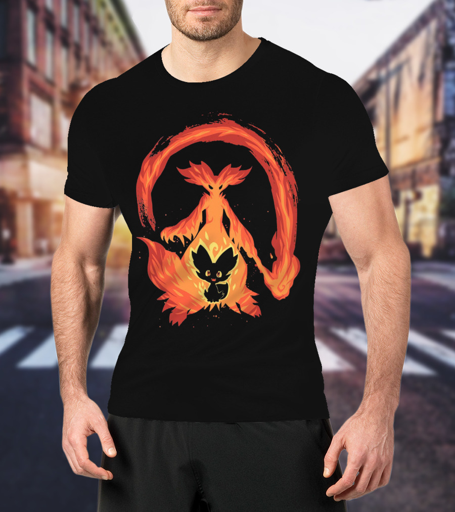 Evolution Pokemon Fire Type Delphox Flame Spiritual Transformation T-Shirt