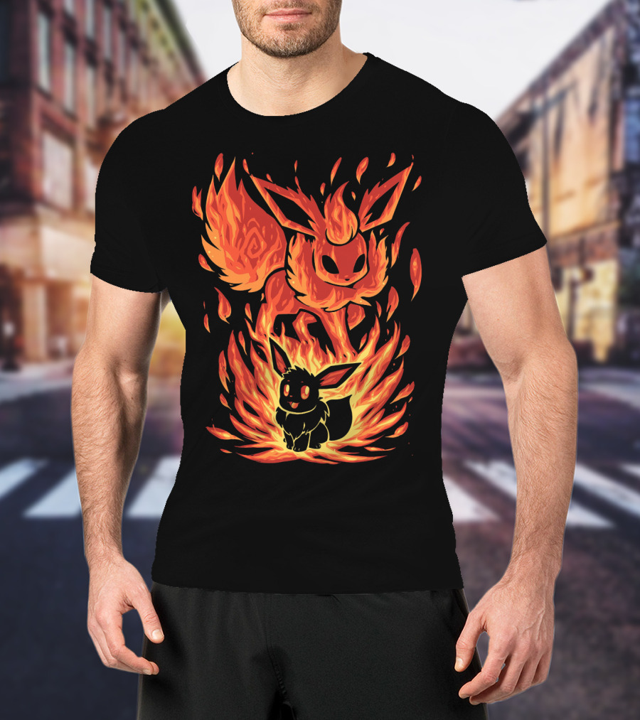 Eevee To Flareon Evolution Fire Transformation Pokemon T-Shirt