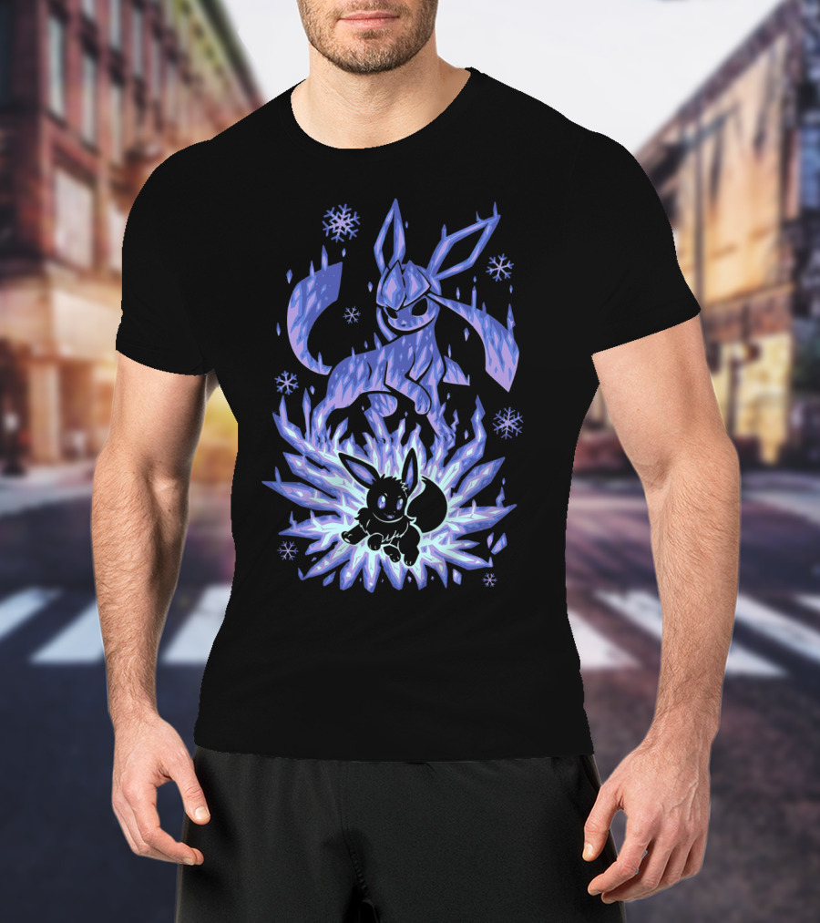 Evolution Pokemon Glaceon Ice Form Transformation T-Shirt