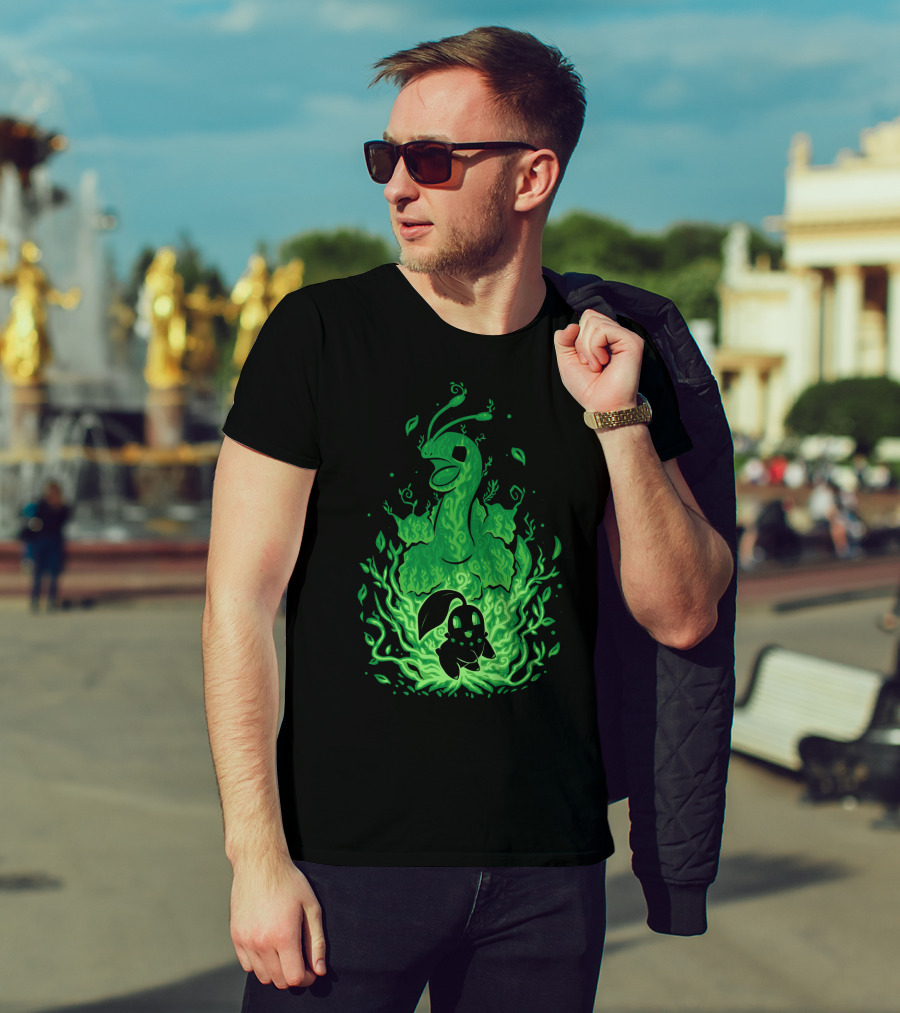 Evolution Pokemon Meganium Chikorita Glowing Green T-Shirt