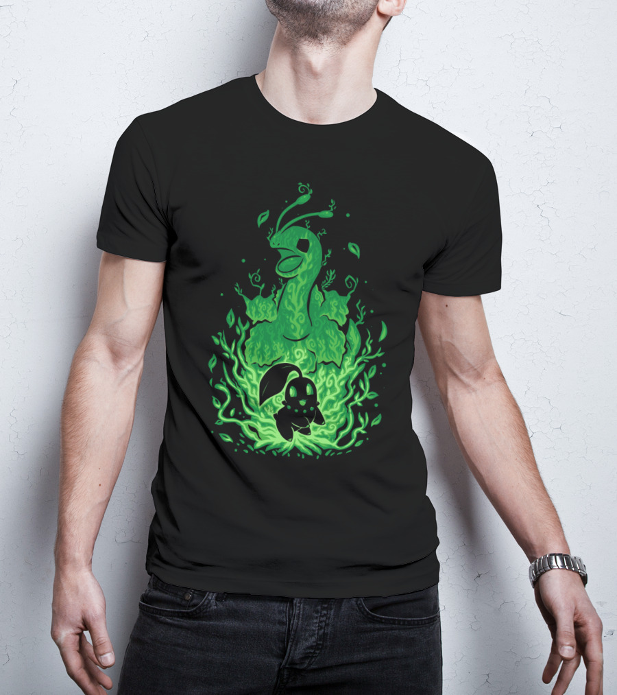 Evolution Pokemon Meganium Chikorita Glowing Green T-Shirt