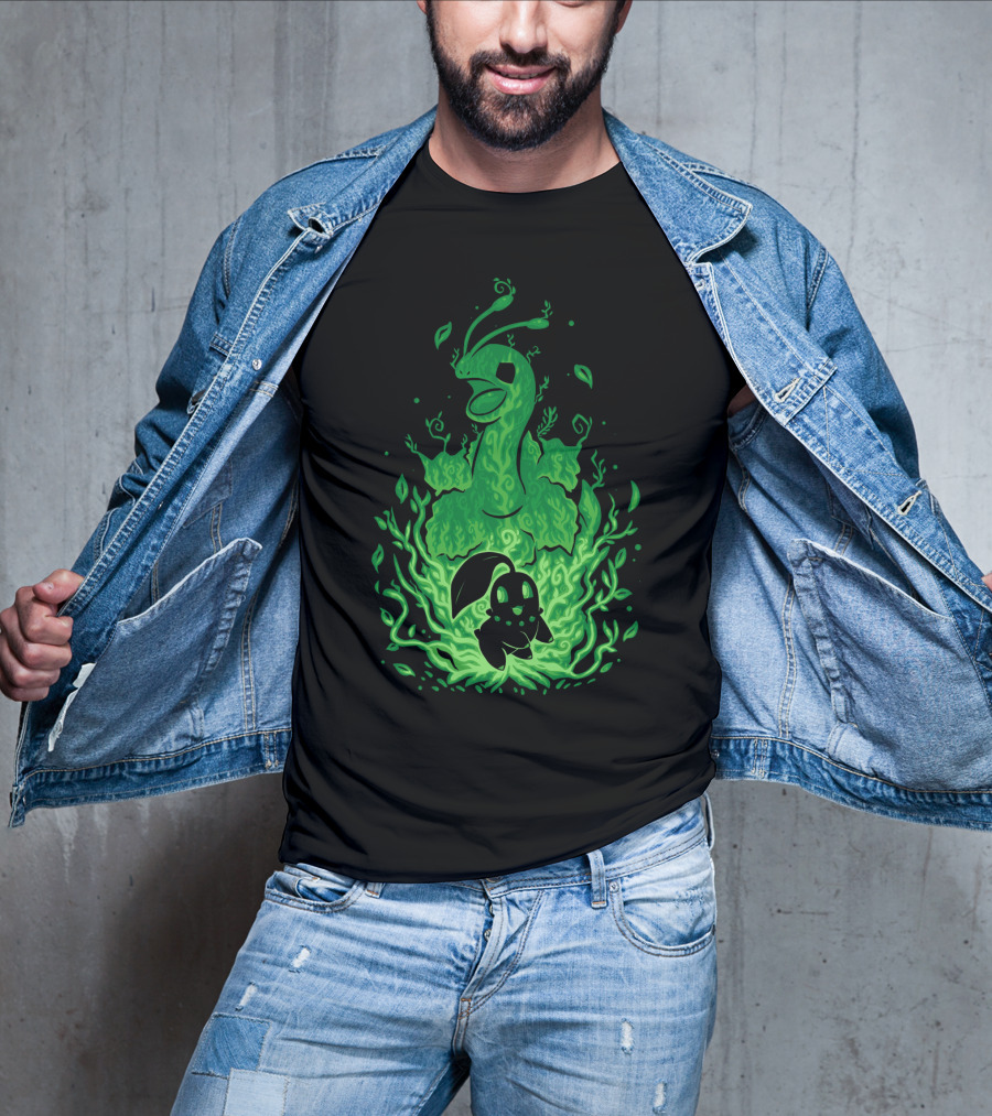 Evolution Pokemon Meganium Chikorita Glowing Green T-Shirt