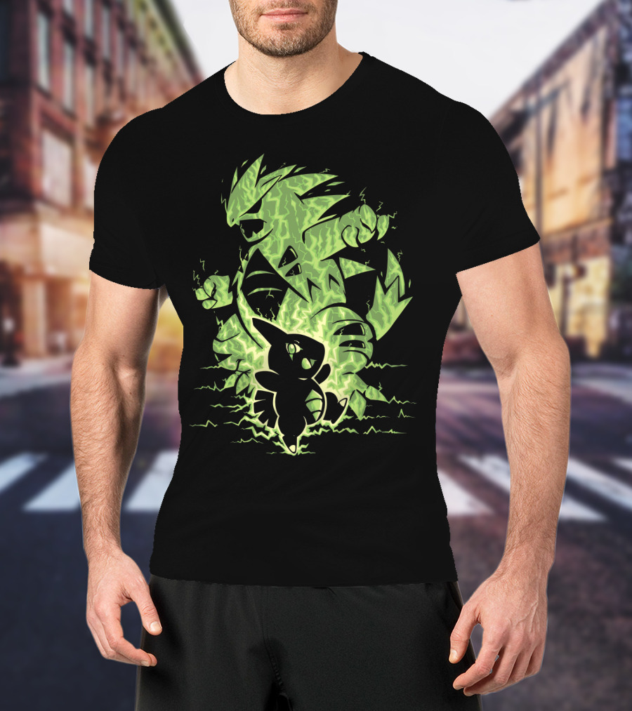 Evolution Pokemon Tyranitar Larvitar Electric Transformation T-Shirt