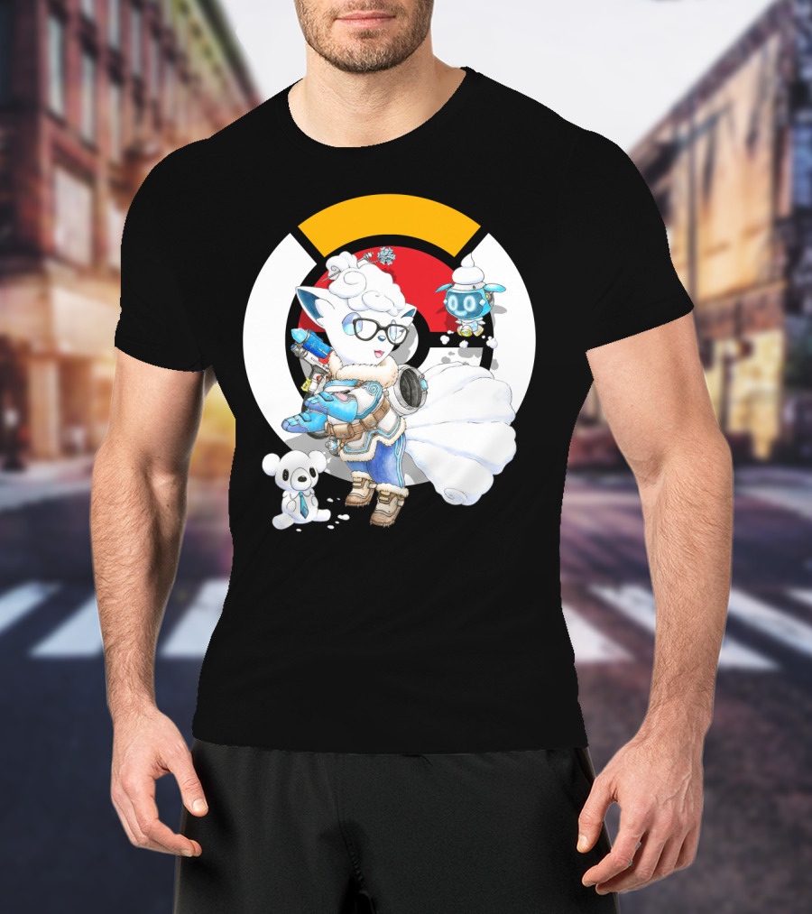 Pokemon X Overwatch Alolan Vulpix With Mei Winter T-Shirt