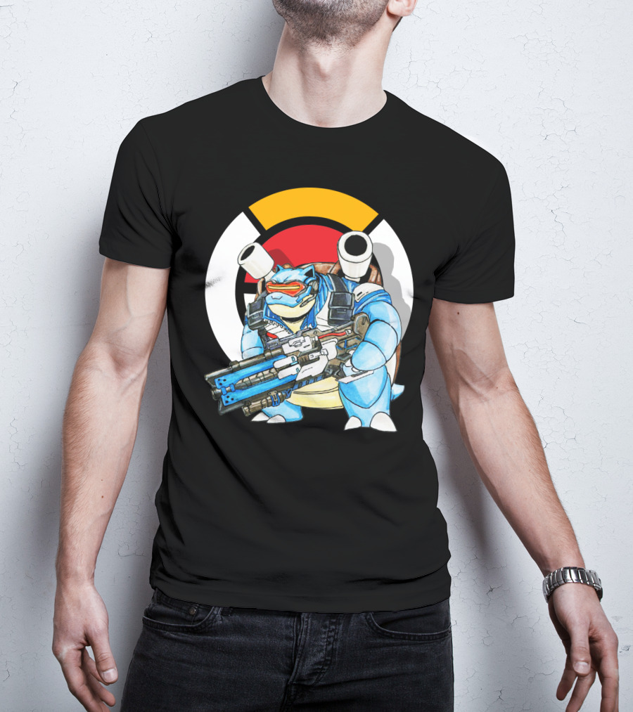 Pokemon X Blastoise X Soldier76 Crossover Fusion T-Shirt