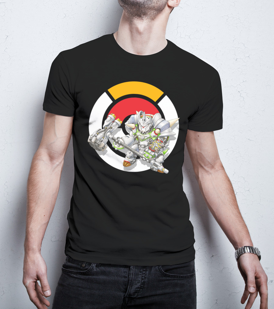 Pokemon X Overwatch Chesnaught Reinhardt Crossover Battle Armor T-Shirt