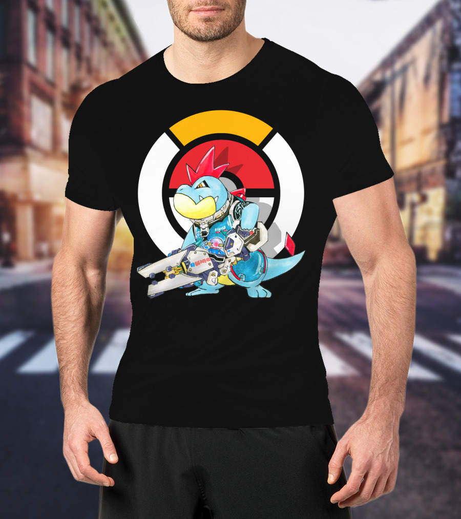 POKEMON CROCONAW ZARYA Crossover With Pokeball Background T-Shirt