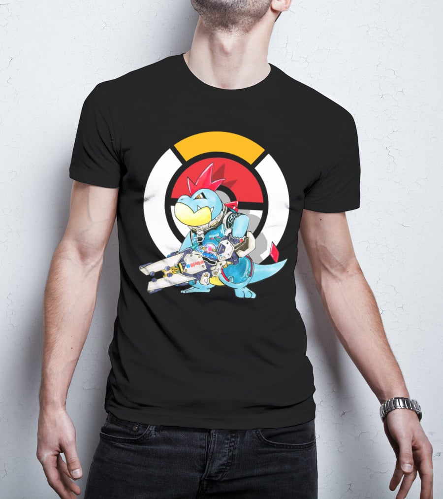 POKEMON CROCONAW ZARYA Crossover With Pokeball Background T-Shirt