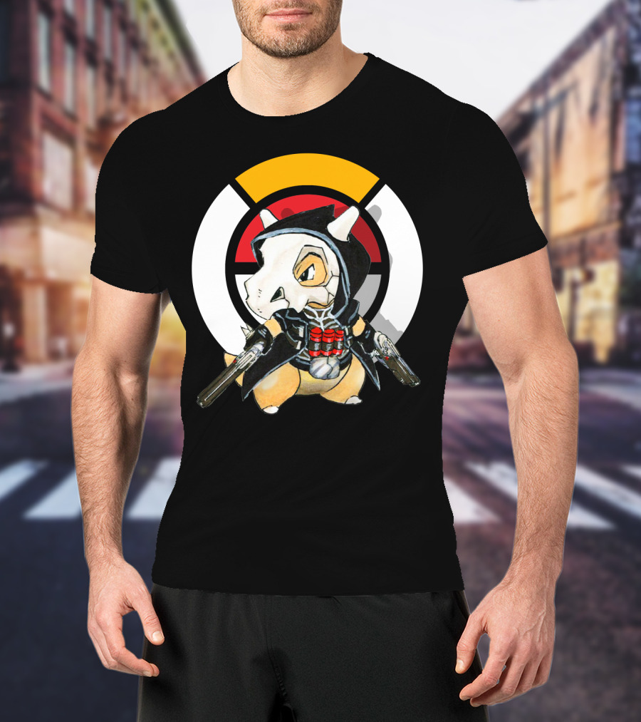 Pokemon X Over Cubone X Reaper Hood Dual Guns T-Shirt