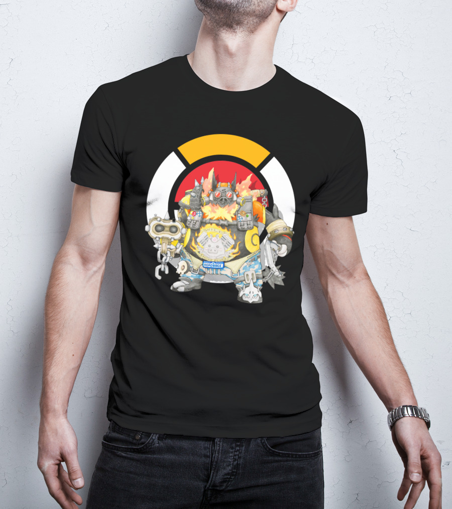 Pokemon X Overwatch Emboar Roadhog Mashup T-Shirt