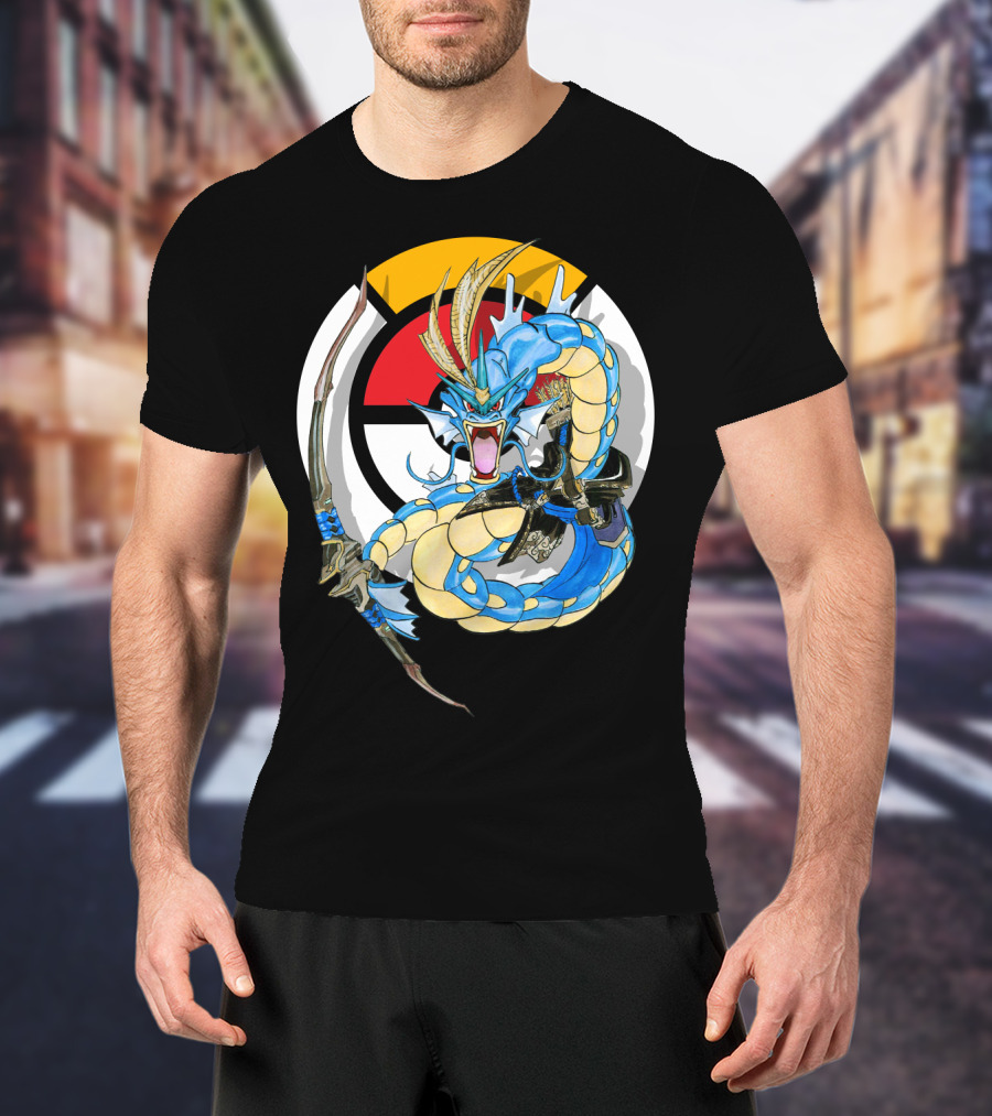 Pokemon Gyarados Hanzo Crossover Bow And Sword Mashup T-Shirt