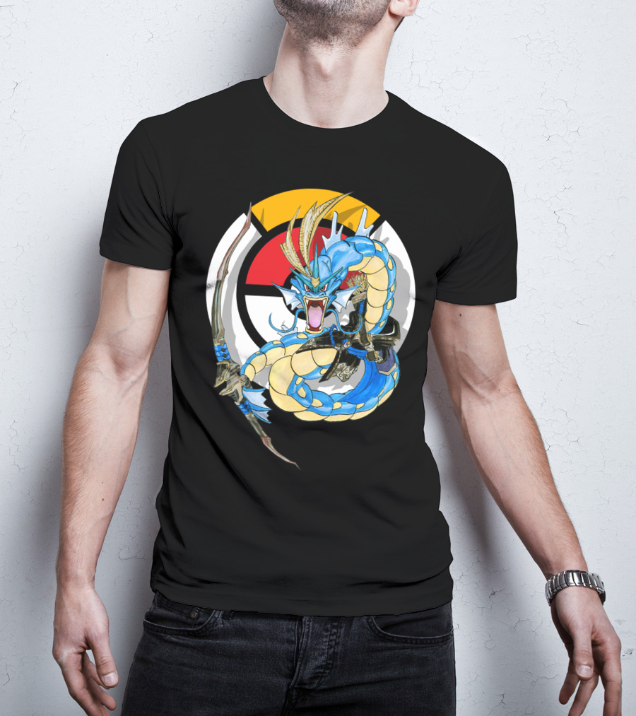 Pokemon Gyarados Hanzo Crossover Bow And Sword Mashup T-Shirt