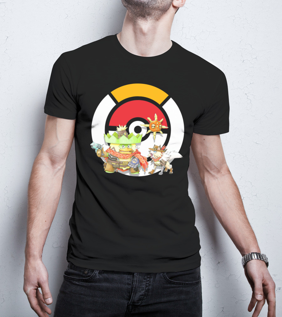 Pokemon X Overwatch Ludicolo Lycanroc Mccree Solrock Crossover T-Shirt
