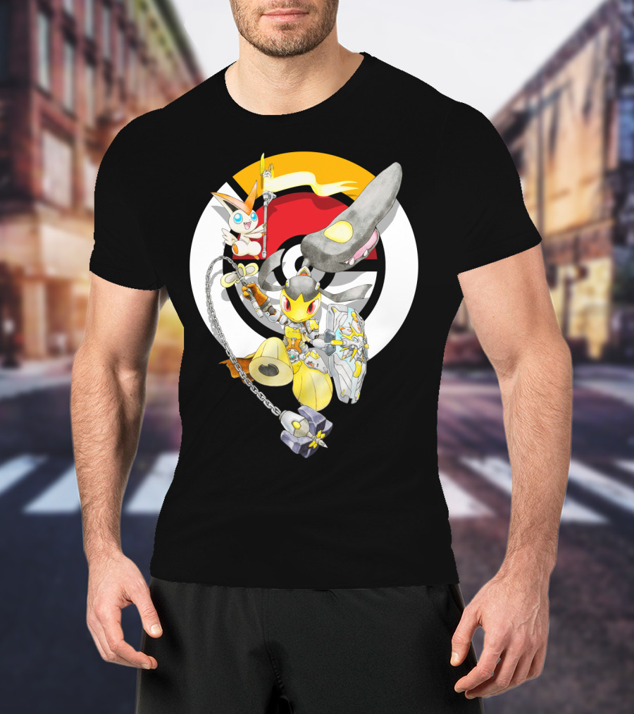 Pokemon Mawile Victini Fusion X Brigitte Crossover Battle Pose T-Shirt
