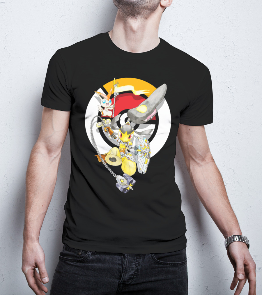 Pokemon Mawile Victini Fusion X Brigitte Crossover Battle Pose T-Shirt
