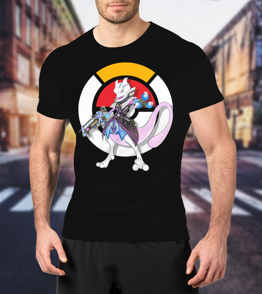 Pokemon X Overwatch Mewtwo X Sombra Icon Mashup T-Shirt