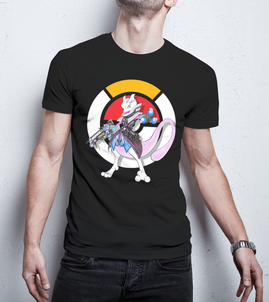Pokemon X Overwatch Mewtwo X Sombra Icon Mashup T-Shirt