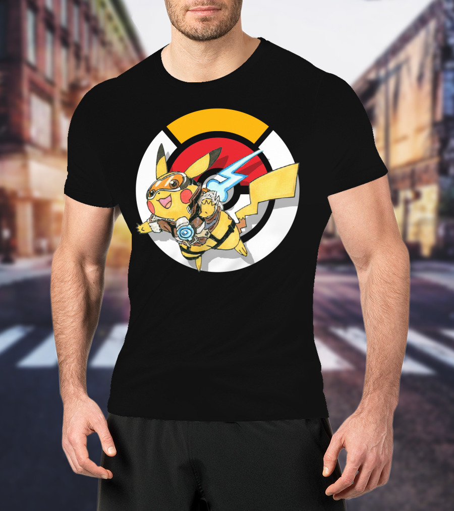 Pokemon X Overwatch Crossover Pikachu X Tracer T-Shirt