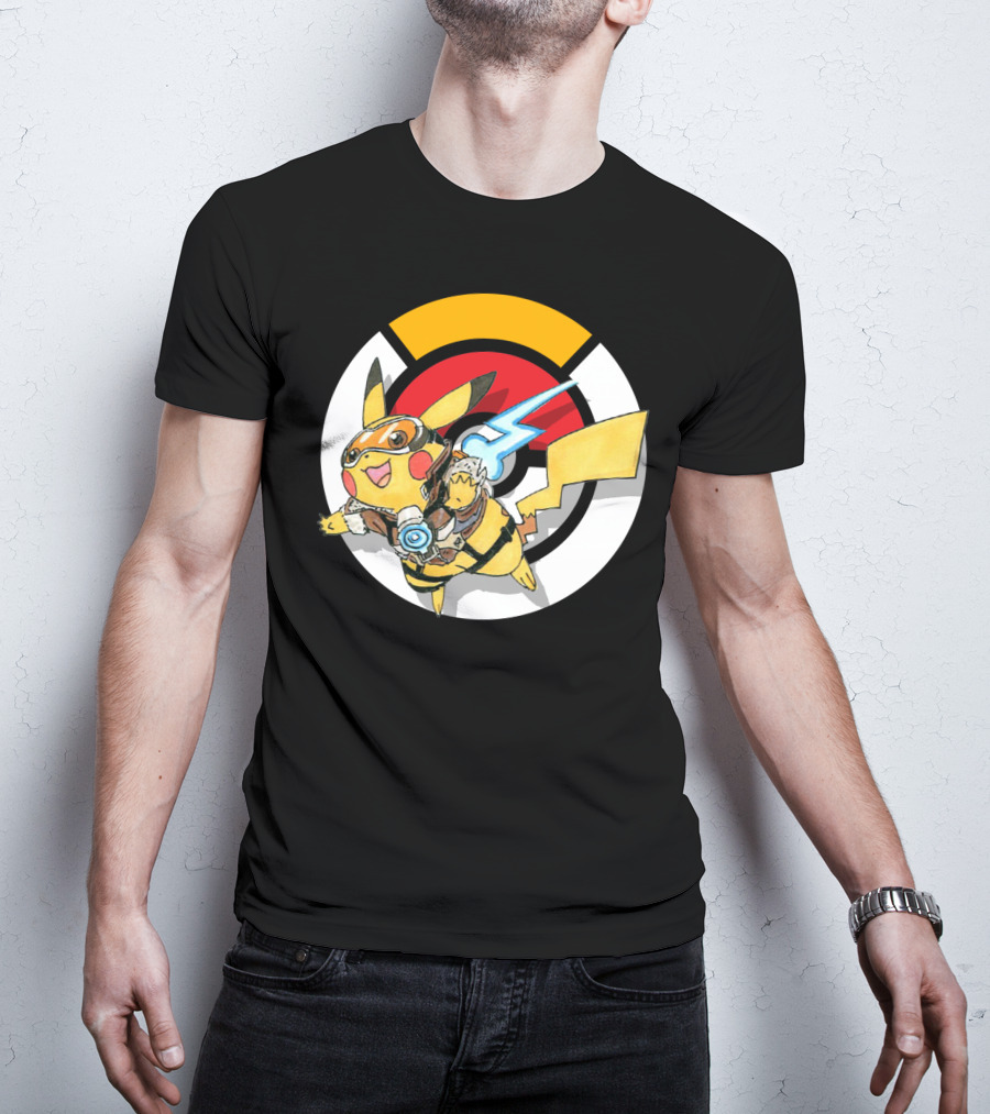 Pokemon X Overwatch Crossover Pikachu X Tracer T-Shirt