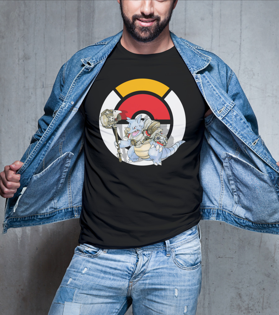 POKEMON X OVER RHYDON X REINHARDT Crossover Fusion With Iconic Elements T-Shirt