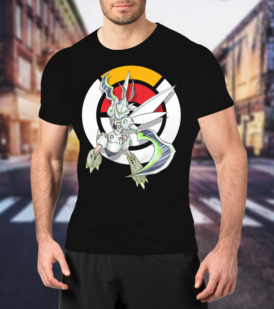 POKEMON X OVER SCYTHER X GENJI Logo Collaboration With Iconic Fusion Character T-Shirt