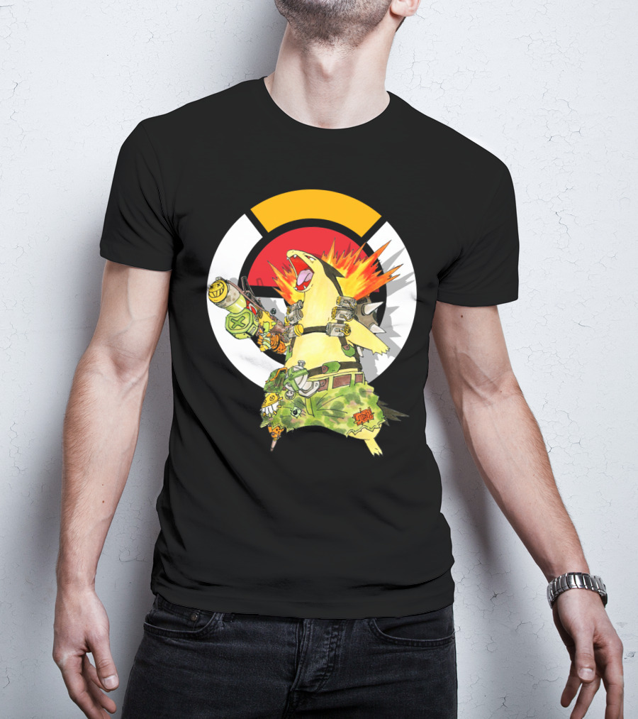 Pokemon Typhlosion Junkrat Crossover Symbol Background T-Shirt