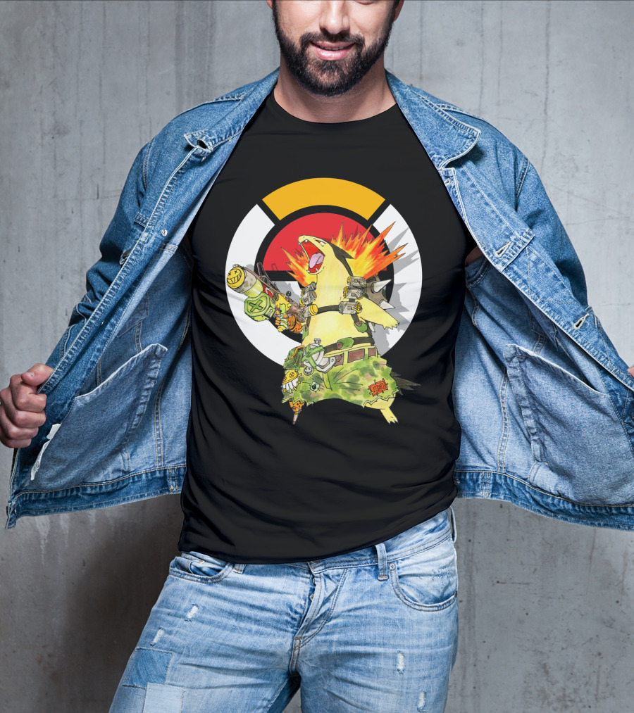 Pokemon Typhlosion Junkrat Crossover Symbol Background T-Shirt